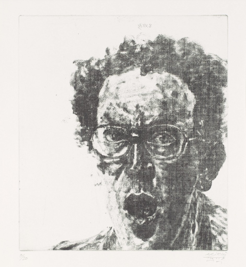 Avigdor Arikha, "Self-Portrait with Open Mouth"