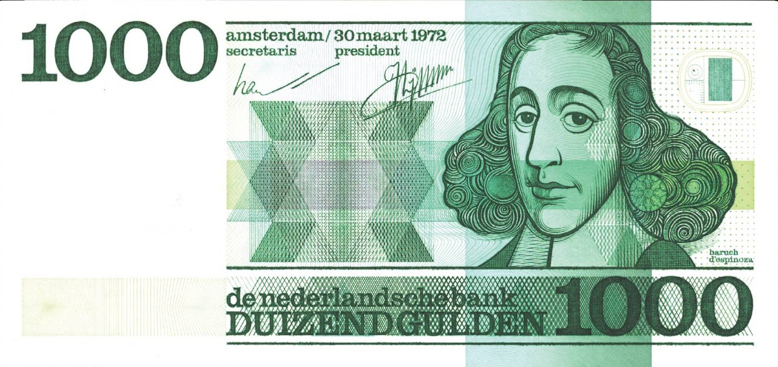 Baruch Spinoza used to be on the 1000 Dutch guilders note